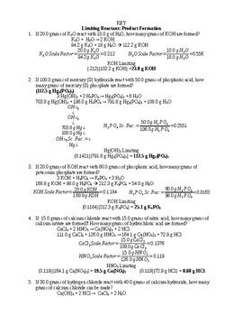 <b>Limiting</b> Reactant: Any reactant that is used up first in a chemical reaction; it determines the amount of product that can be formed. . Limiting and excess reactants pogil answer key pdf
